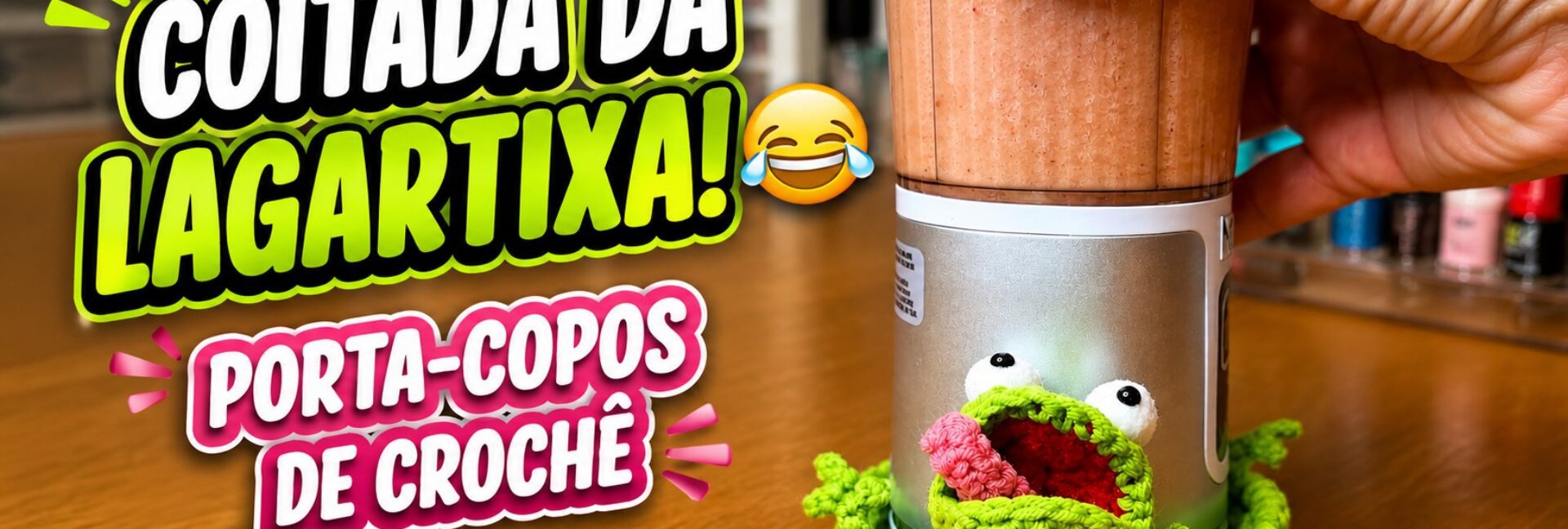 Porta-copos de crochê em formato de lagartixa: um achadinho divertido para a mesa