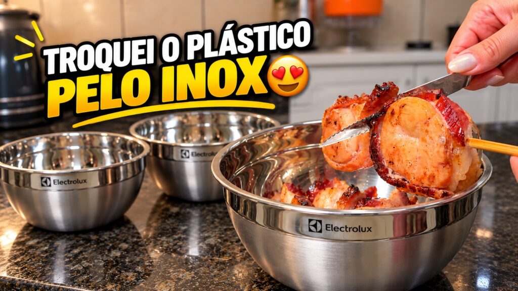 Bowls de inox com tampa para organizar a cozinha